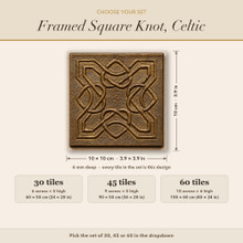 Card showing Framed Square Knot sets of 30, 45 or 60 tiles, 10 x 10 cm each