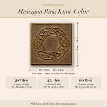 Card showing Hexagon Ring Knot sets of 30, 45 or 60 tiles, 10 x 10 cm each