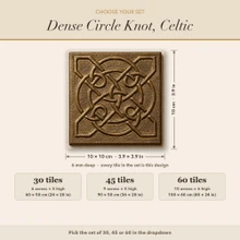 Card showing Dense Circle Knot sets of 30, 45 or 60 tiles, 10 x 10 cm each