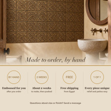 Card noting that the Dense Circle Knot tiles are made to order by hand