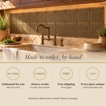 Card noting that the Moorish Twelve Point Star tiles are made to order by hand