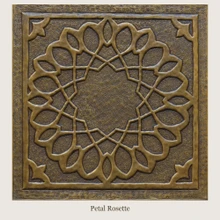 Petal Rosette: one hand-embossed solid brass tile in aged bronze, 6 mm deep with a raised rim, shown as it will be made