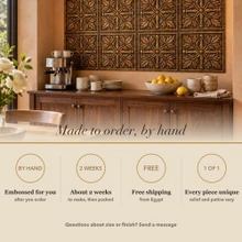 Card noting that the Maple Leaf and Bud tiles are made to order by hand