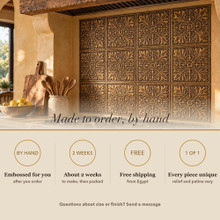Card noting that the Acanthus Leaf tiles are made to order by hand