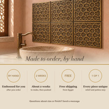 Card noting that the Six Point Star Mesh tiles are made to order by hand