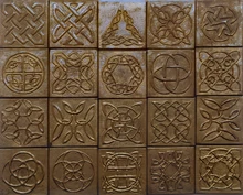 Celtic Knot Collection B: 20 different hand-embossed solid brass 4 inch knot tiles in aged bronze