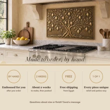 Card noting that the Lemon Tree panel is made to order by hand