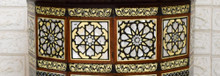 Scalloped Round-Top Mother of Pearl Side Table, Star Mosaic, 22 in — detail 2
