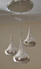 Moroccan 3-lamp chandelier cluster in handcrafted brass - view 3