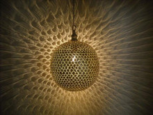 Boho Moroccan Pendant Ceiling Light – Handmade brass lamp ideal for dining room, hallway, or living area, combining modern elegance with Moroccan design.