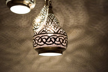 Silver Brass Moroccan Ceiling Light for Dining Room - side view