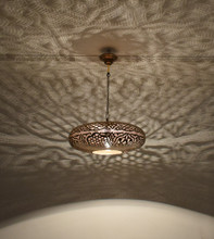 Black Moroccan Pendant Light 18" - Handcrafted Brass - front view