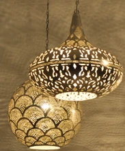 Moroccan brass kitchen lighting