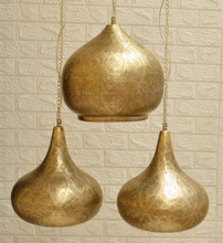 Kitchen Island oxidized gold lights