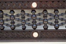 Syrian Inlaid Mirror Frame with Shelf and Mashrabiya Crest — view 5