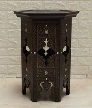Syrian Inlaid Beech Side Table 23 in — detail 2