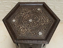 Syrian Inlaid Beech Side Table 23 in — detail 4