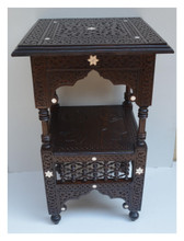 Mashrabiya Lattice Lamp Table, 14.5 in Square