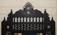 Moroccan Mashrabiya Carved Mirror Frame with Arcaded Crest — view 2