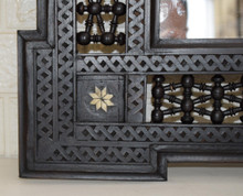 Moroccan Mashrabiya Carved Mirror Frame with Arcaded Crest — view 6