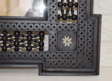 Moroccan Mashrabiya Carved Mirror Frame with Arcaded Crest — view 8