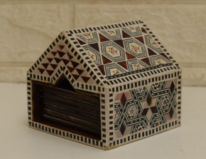 Handcrafted Wooden Coaster Set of 6, Egyptian Mosaic Mother of Pearl Inlay , Cup Mat, Wood Coasters, Home Decor, Housewarming Handmade Gifts
