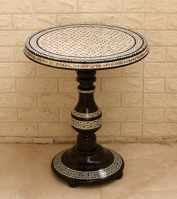 Round Inlay Pedestal Table 20 in — detail 1