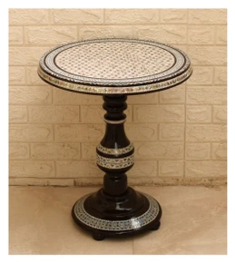 Round Inlay Pedestal Table 20 in