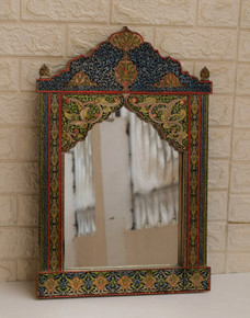 Wall Hanging Mirror Frame, Vintage Handmade 24" Height Moroccan Brass Mirror Frame, Moroccan Furniture, Wall Décor - front view