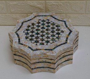 Handmade Wood Jewelry Box, Luxury Mother of pearl Inlaid Wooden Jewelry Chest, Moroccan Mosaic Storage Box Organizer, Home Decor Wood Box