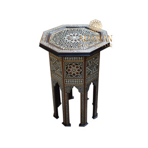 Coffee & End Table. Moroccan 28" Height Mosaic Wood Side Table,Mother of Pearl Inlay entryway Table,Morocco Living Room Furniture Home Decor