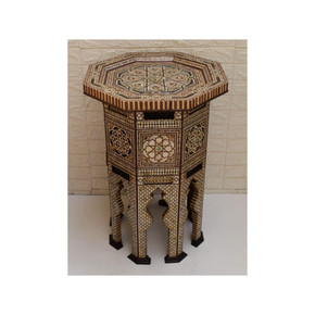 Large Moroccan 31" Height Wood Side Table, Coffee & End Table, Mother of Pearl Inlay entryway Table,Morocco Living Room Furniture Home Decor