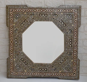Square Moroccan Mother of Pearl Mirror Frame — view 2