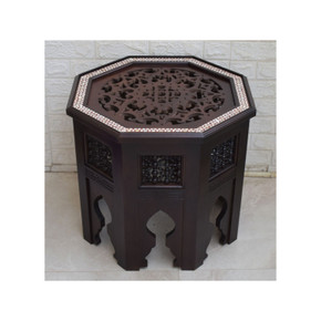 Handmade Egyptian Coffee Center Table , Side Table with Mother of Pearl Inlay, Moroccan Wood End Table, Mashrabiya Side Table