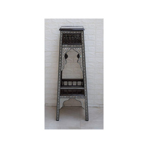 Handmade Egyptian Table Stand, 46" Height Pedestal Table with Mother of Pearl Inlay, Moroccan Wood Side Table, Phone Table, Coffee Table