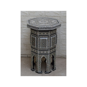 Handmade Egyptian Morocco Mother of Pearl Inlaid Wood Side Table, 23" Height Coffee & End Table, Moroccan Furniture, Moroccan Home Decor