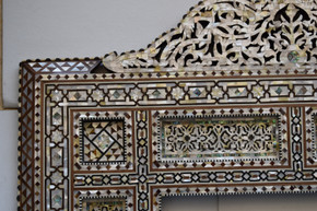 4 feet Height Morocco Handmade Wood Mirror Frame, Luxury Mother of Pearl Inlaid, Wall Hanging Wooden Mirror, Moroccan Furniture, Wall Decor - front view