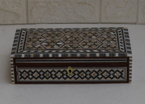 Egyptian Handmade Mother of pearl Mosaic Wooden Jewelry Box, 10" * 6" Wood Jewelry Box, Moroccan  Storage Organizer, Wedding Gift #10