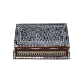 Handmade 10" * 6" Wood Jewelry Box, Egyptian Mother of pearl Inlay Wooden Jewelry Box, Moroccan Marquetry Storage Box Organizer, Home Decor