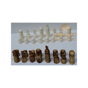 Bone Chess Pieces, Egyptian Handmade set of 32 pieces, Handcarved Bone Chess Pieces set, chess set, Board games, 4" height for the King