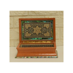 Luxury Handmade Wood Jewelry Box, Blue Mother of pearl Inlay Wooden Jewelry Box, Moroccan Mosaic Storage Marquetry Box Organizer