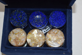 Backgammon pieces and dice, Mother of Pearl and Lapis Inlaid 30 Backgammon Chips in a Gift Box, Backgammon Set, Backgammon checkers Pieces