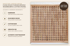 Close-Weave Turned-Spindle Mashrabiya Lattice Panel — Custom