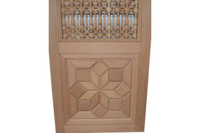 Star Marquetry Wood Door — Lattice Top Light, Custom Size