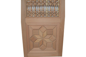 Star marquetry wood door in hand-cut solid wood