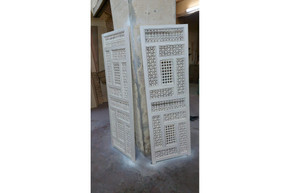 White Carved Lattice Screen — Painted Mashrabiya, Custom