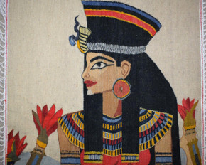 4.0 FT Egyptian Handwoven Queen Portrait - Tapestry Wall Hanging Kilim Art