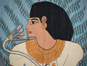 Ancient Egyptian Figure with Lotus handwoven tapestry — view 2