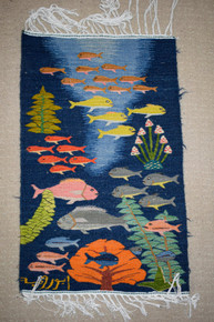 2.5 FT Ocean Fish Handwoven Underwater Tapestry -  Egyptian Wall Hanging Kilim Art