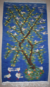 4.7 FT Handwoven Tapestry Egyptian Kilim - Lemon Tree Blue Sky Bird Wall Hanging